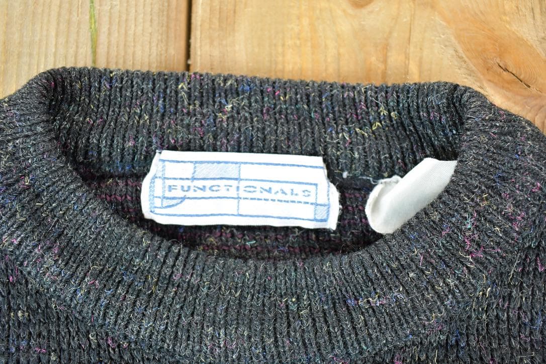 Vintage 1990s Functionals Knit Abstract Pattern Crewneck Sweater Made In USA 90s Crewneck Men's M from propervintagecanada