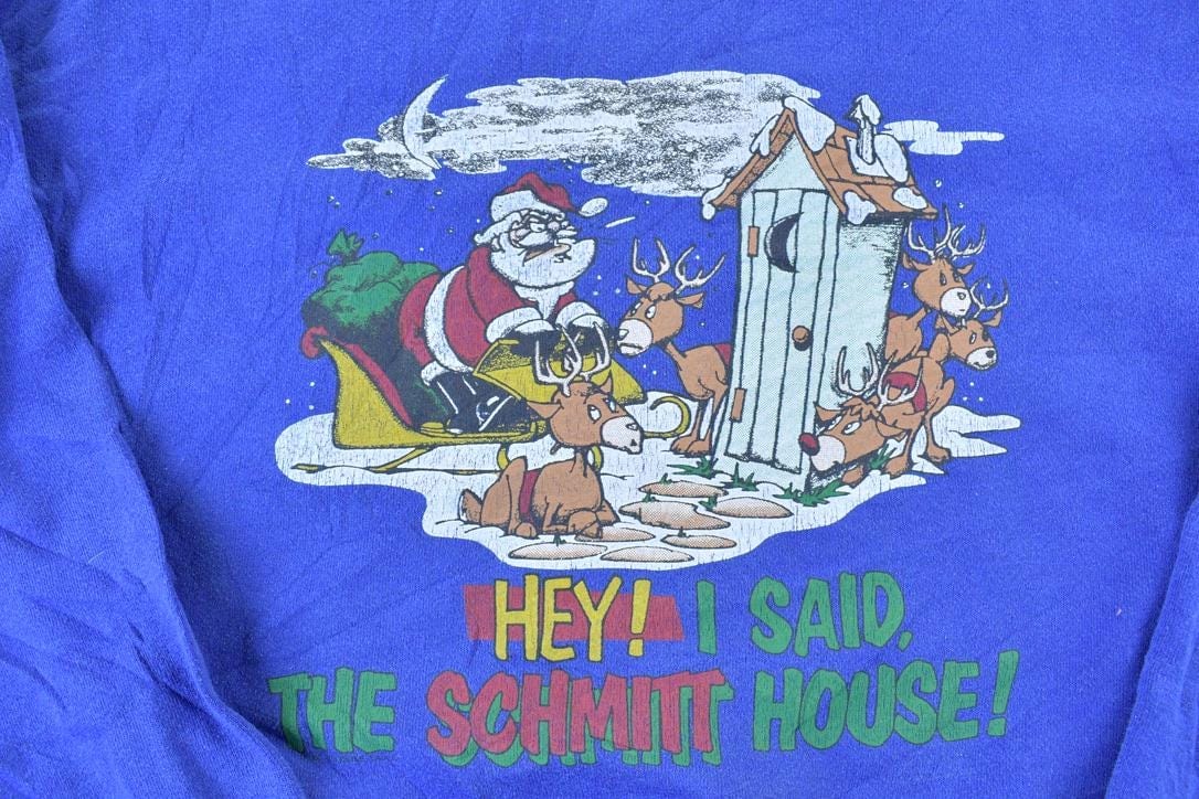 Vintage 1990s Funny Santa Cartoon Crewneck Sweater Men's XL from propervintagecanada