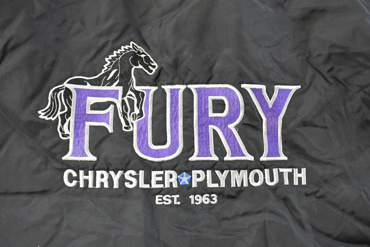 Vintage 1990s Fury Chrysler Plymouth Car Bomber Jacket Men's XL from propervintagecanada