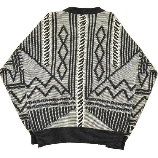 Vintage 1990s FYI Private Stock Abstract Knit Crewneck Sweater Men's L from propervintagecanada
