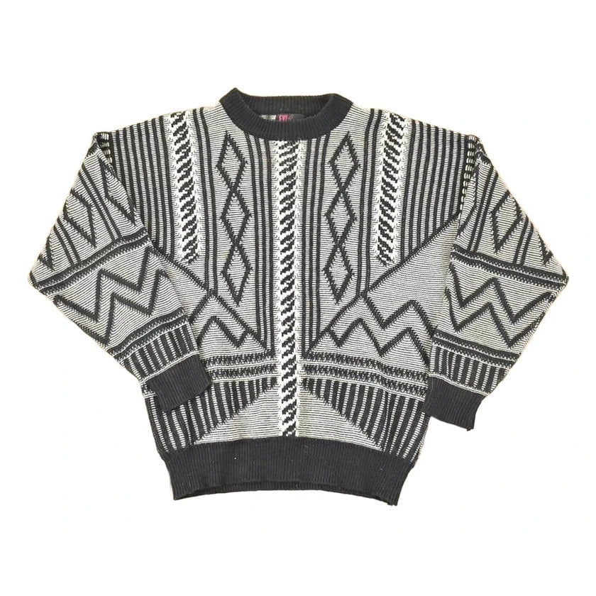 Vintage 1990s FYI Private Stock Abstract Knit Crewneck Sweater Men's L from propervintagecanada