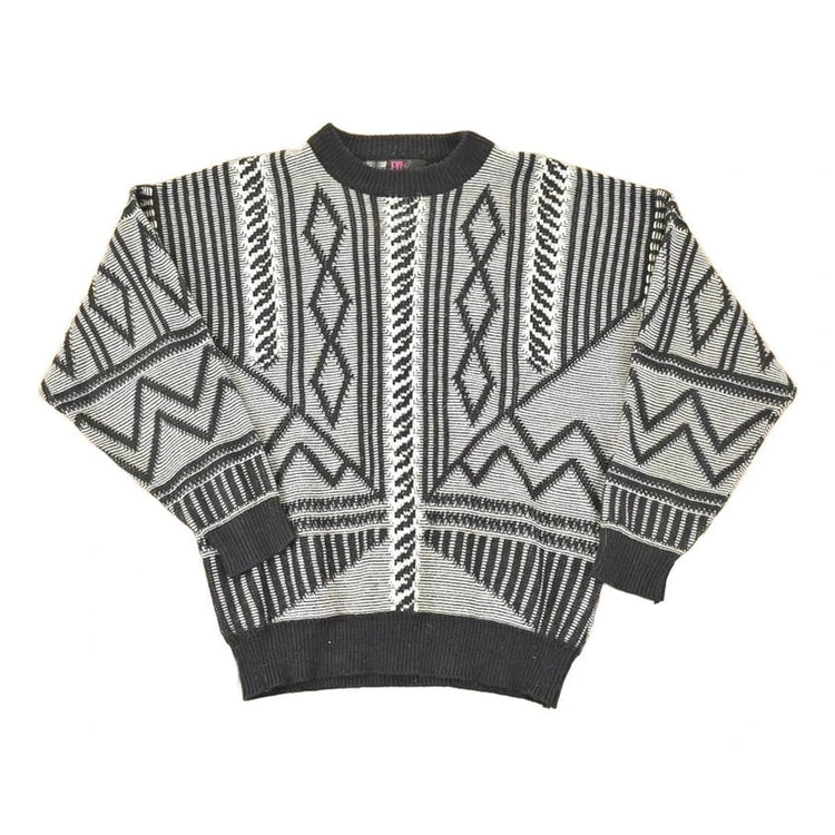 Vintage 1990s FYI Private Stock Abstract Knit Crewneck Sweater Men's L from propervintagecanada
