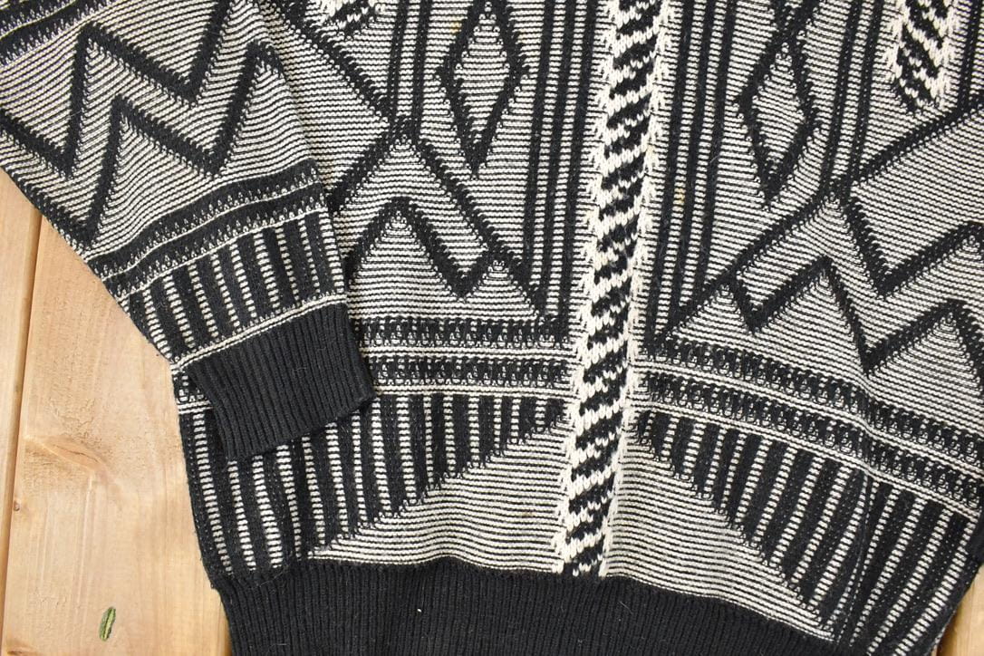 Vintage 1990s FYI Private Stock Abstract Knit Crewneck Sweater Men's L from propervintagecanada