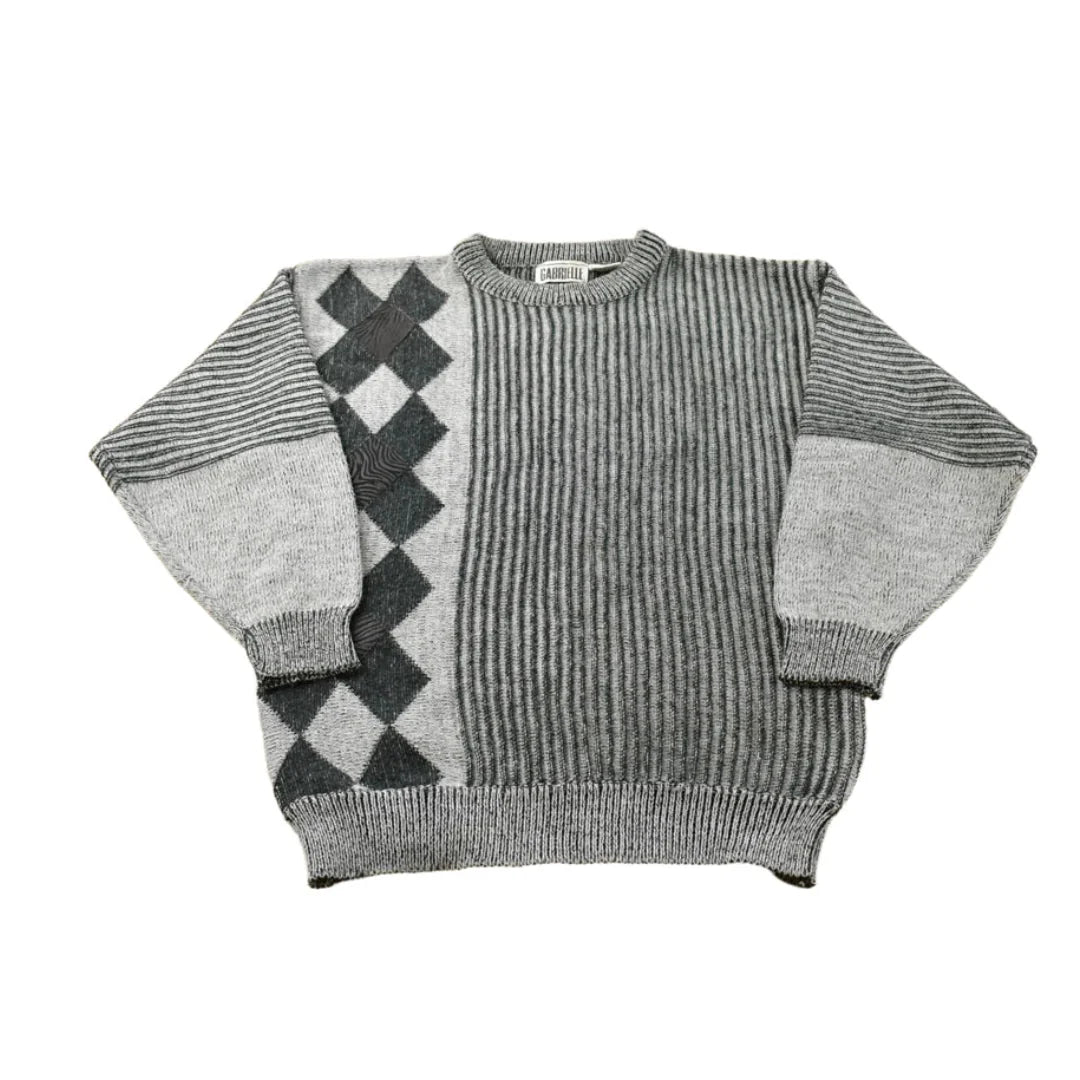Vintage 1990s Gabrielle Abstract Pattern Knit Crewneck Sweater Mens M from propervintagecanada