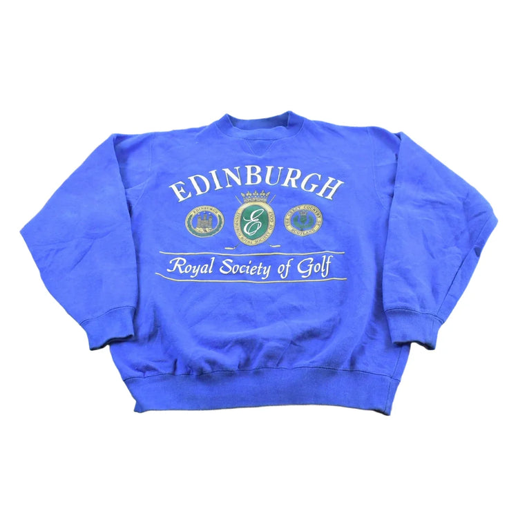 Vintage 1990s Galt Sand Edinburgh Golf Souvenir Crewneck Sweatshirt Mens L from propervintagecanada