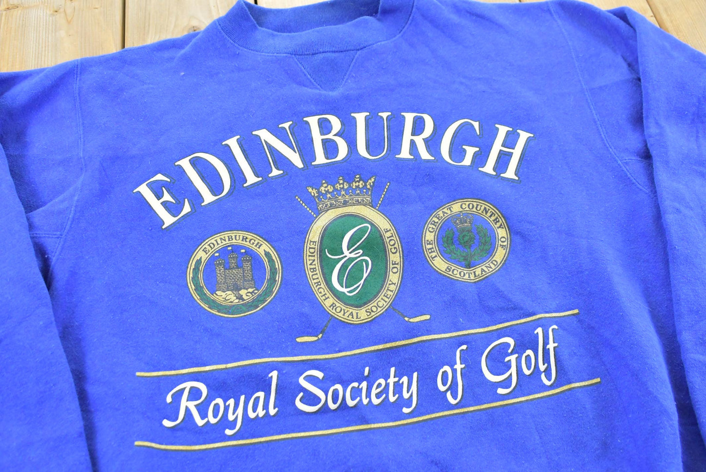 Vintage 1990s Galt Sand Edinburgh Golf Souvenir Crewneck Sweatshirt Mens L from propervintagecanada