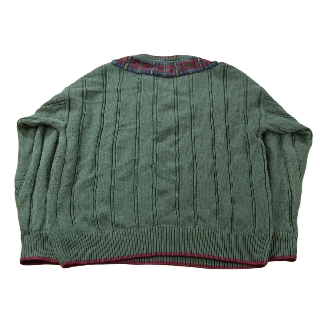 Vintage 1990s Gant Cable Knit V Neck Cricket Sweater Men's Large from propervintagecanada