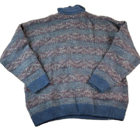 Vintage 1990s Gant Knit Abstract Pattern Quarter Button Crewneck Sweater Men's XL from propervintagecanada