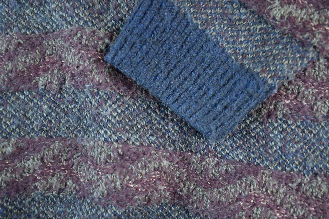 Vintage 1990s Gant Knit Abstract Pattern Quarter Button Crewneck Sweater Men's XL from propervintagecanada