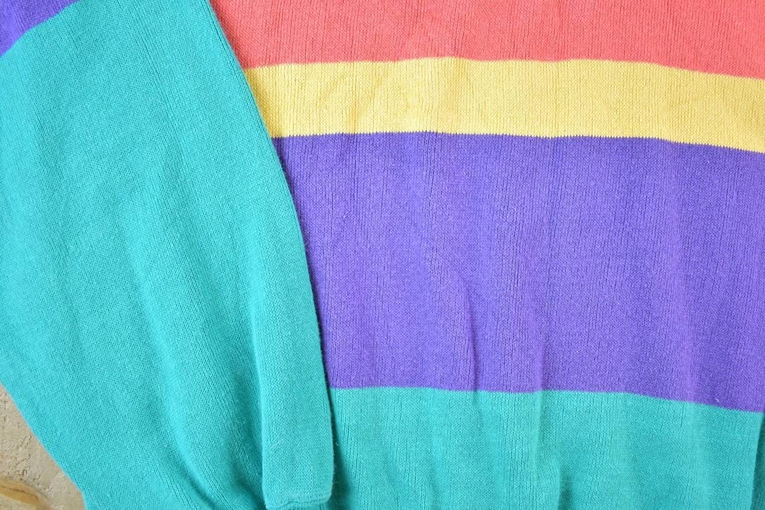 Vintage 1990s Gant Knit Abstract Pattern Quarter Button Striped Crewneck Sweater Men's XL from propervintagecanada