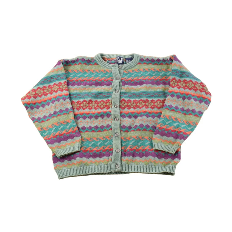 Vintage 1990s Gap Abstract Knit Cardigan Sweater Youth L from propervintagecanada