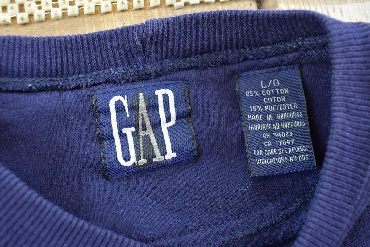 Vintage 1990s GAP Blank Blue Crewneck Sweatshirt Men's XL from propervintagecanada