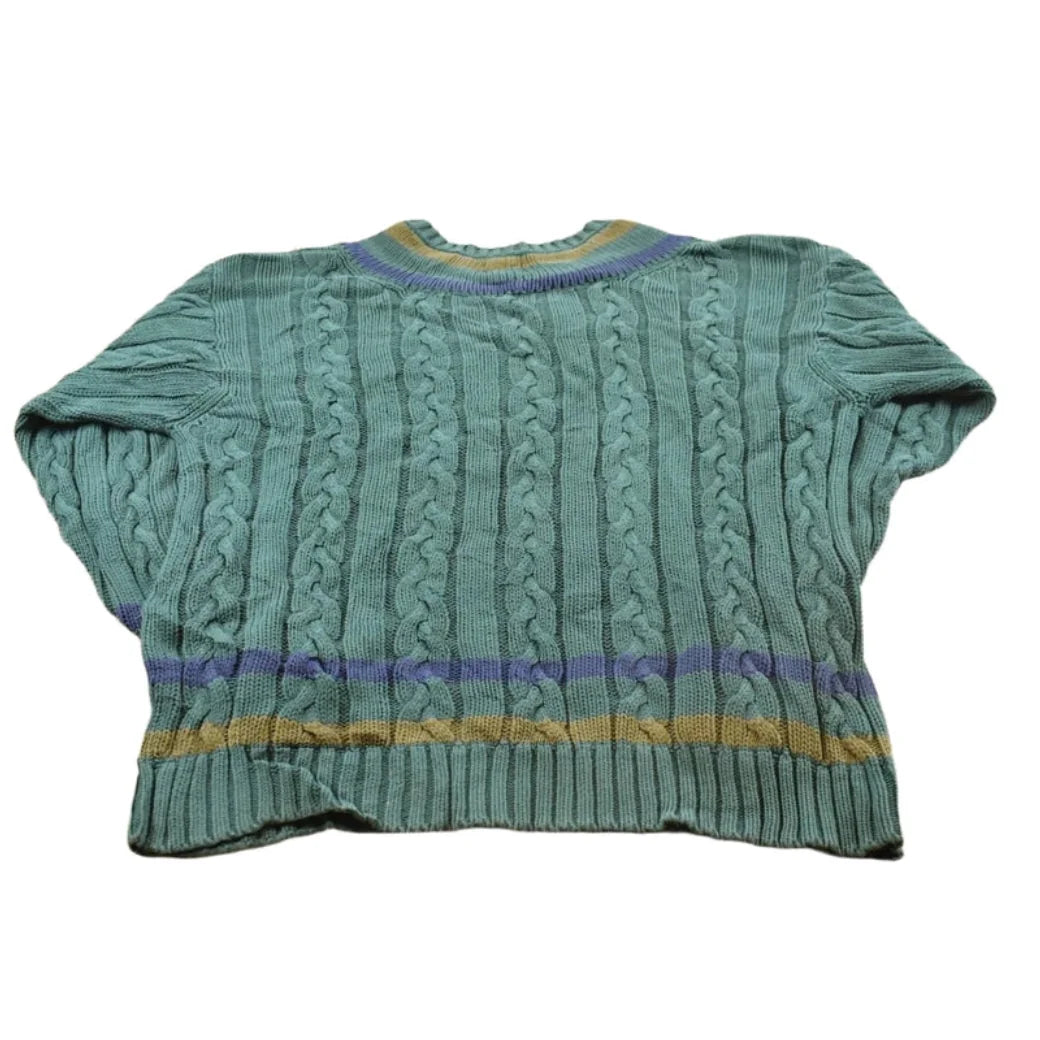 Vintage 1990s Gap Cable Knit Deep V-Neck Sweater Men's M / Abstract Pattern 3D Knitted Sweatshirt / Made in Hong Kong from propervintagecanada