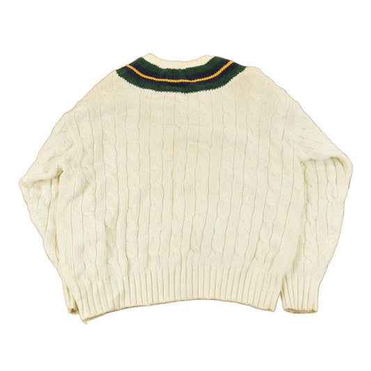 Vintage 1990s Gap Cable Knit V Neck Cricket Sweater Men's Medium from propervintagecanada
