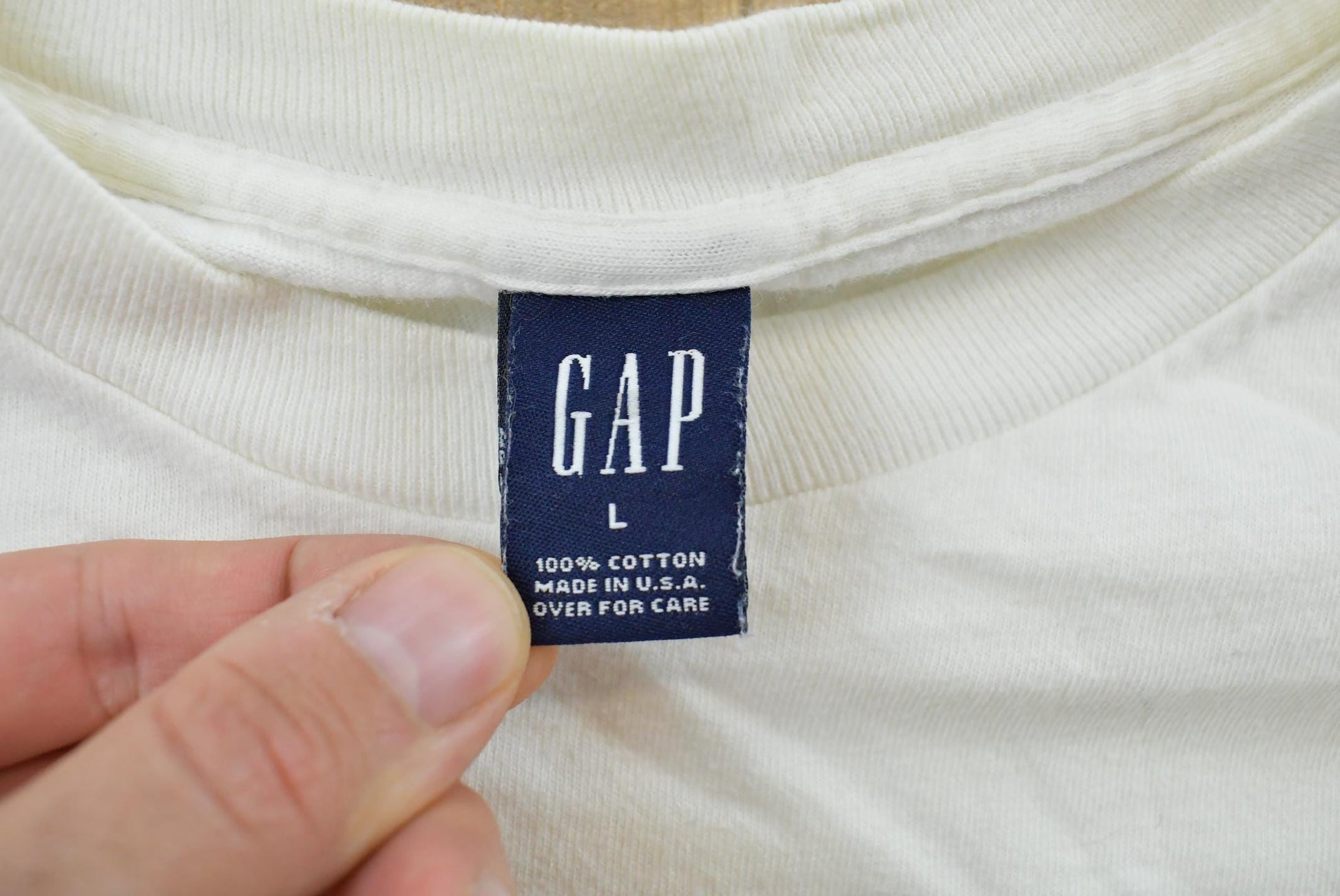 Vintage 1990s Gap Logo Spellout T-Shirt Men's L from propervintagecanada