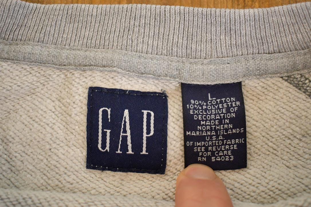 Vintage 1990s Gap Originals French Terry Souvenir Crewneck Sweatshirt Men's L from propervintagecanada