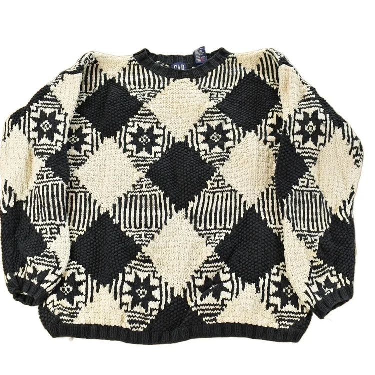 Vintage 1990s Gap Pattern Hand Knit Sweater Women's S from propervintagecanada