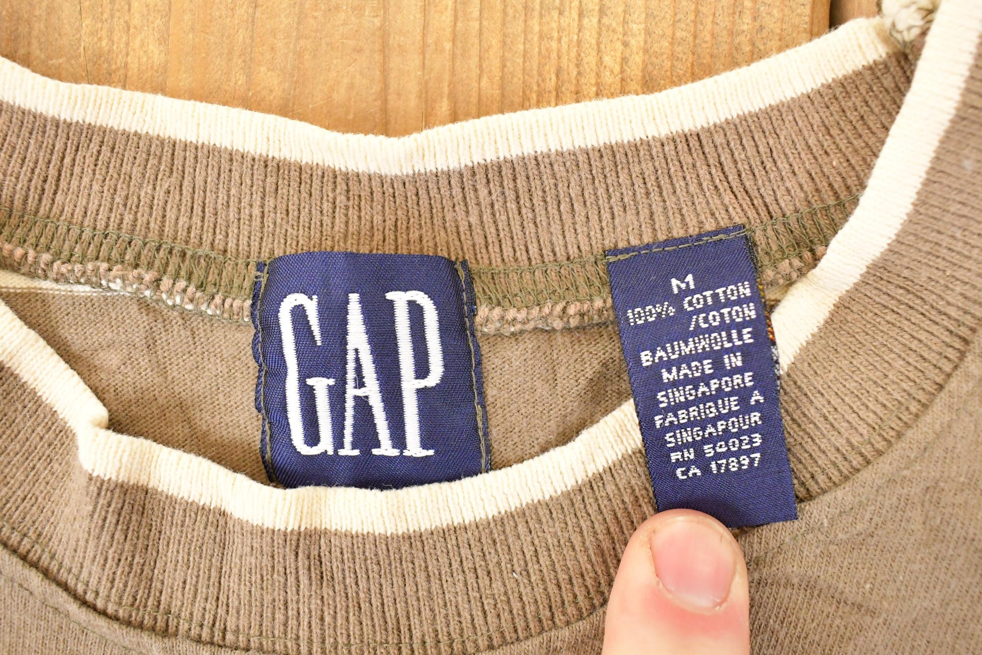 Vintage 1990s Gap Striped Preppy Souvenir T-Shirt Men's L from propervintagecanada