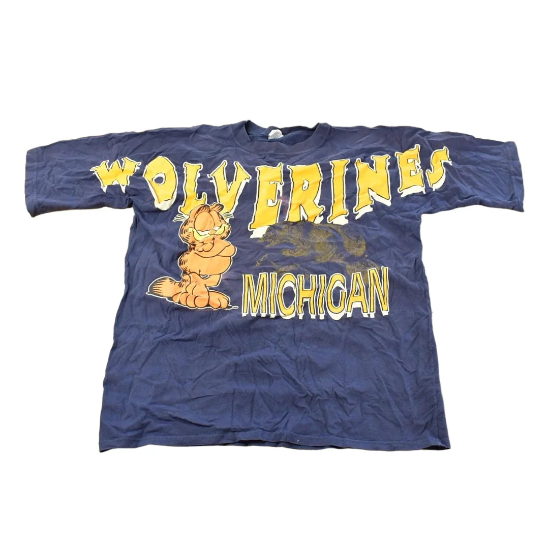 Vintage 1990s Garfield Michigan Wolverines Collegiate T-Shirt Men's L from propervintagecanada