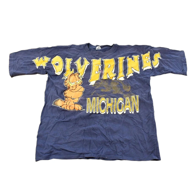 Vintage 1990s Garfield Michigan Wolverines Collegiate T-Shirt Men's L from propervintagecanada