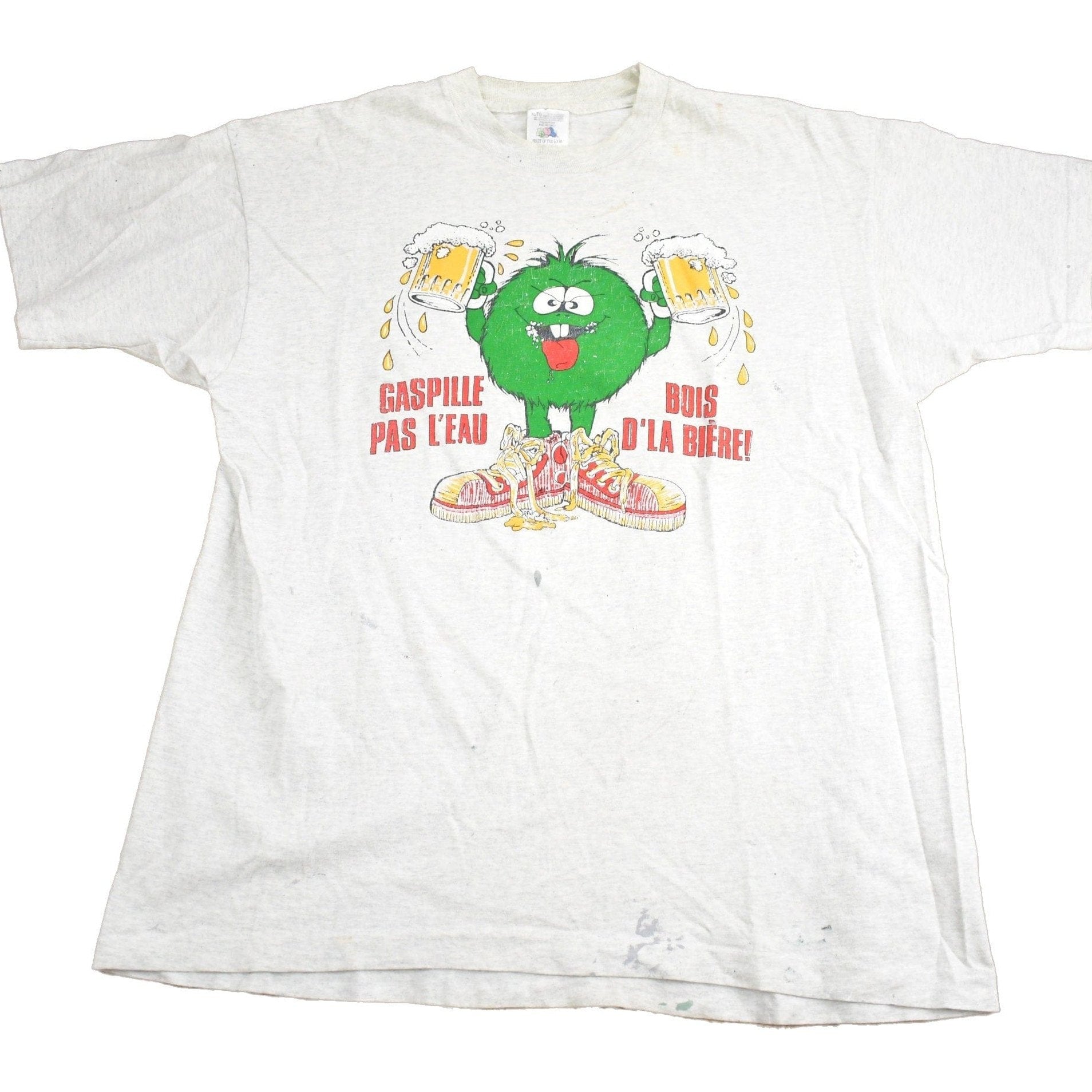 Vintage 1990s Gaspille Pas L'eau Bois D'La Biere Graphic T Shirt Men's XL from propervintagecanada