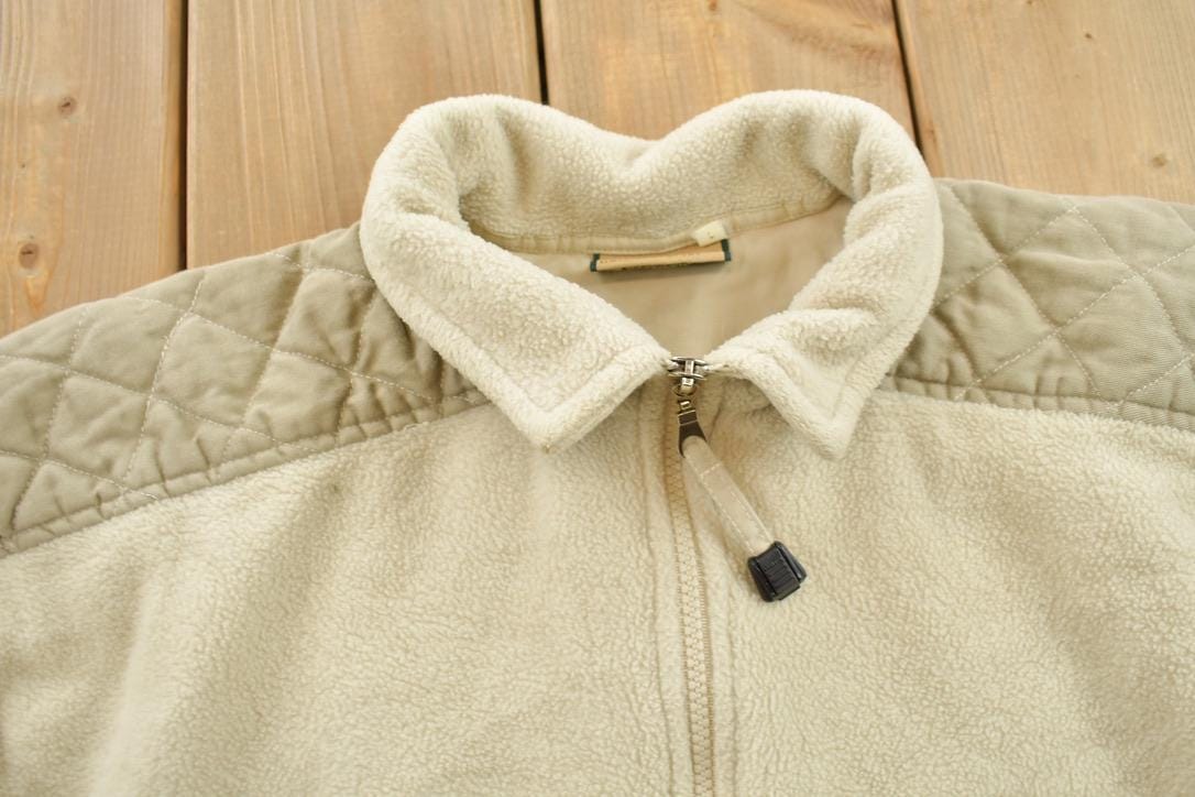 Vintage 1990s GEAR Fishing Theme Embroidered Quarter Zip Fleece Sweater Men's Large from propervintagecanada