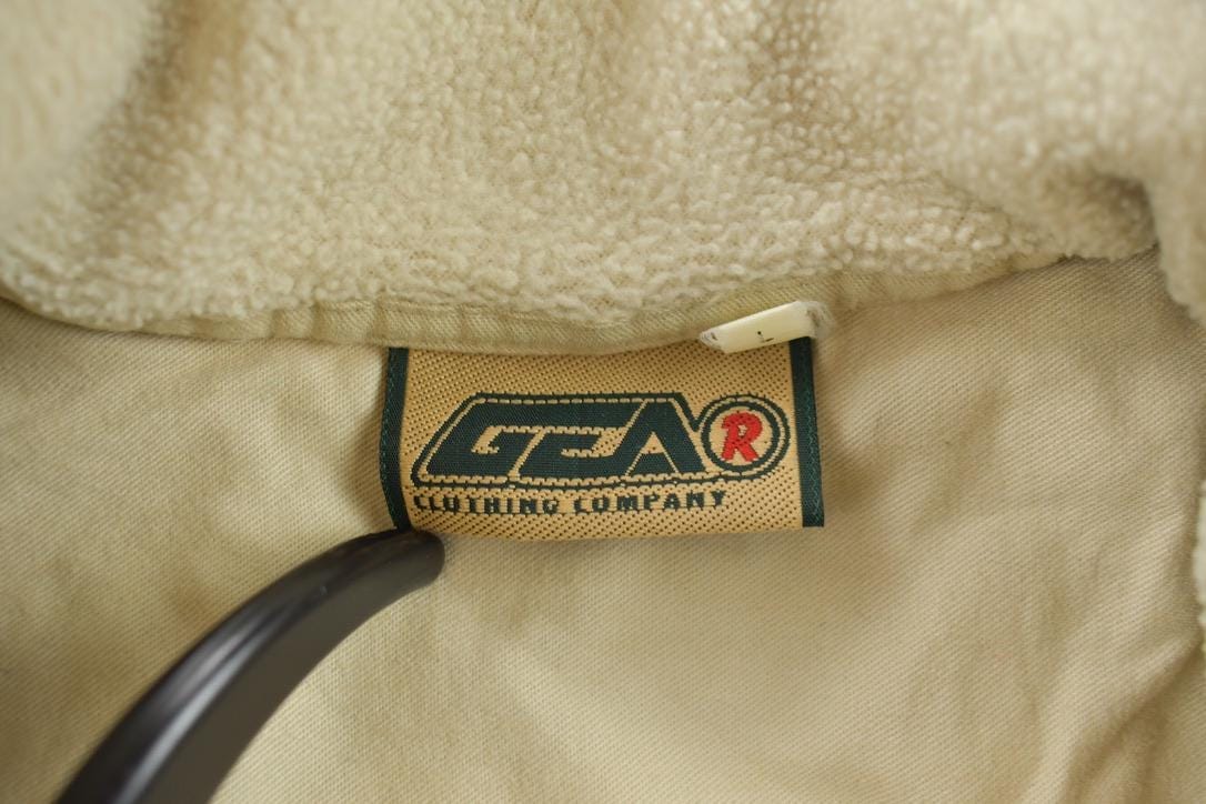 Vintage 1990s GEAR Fishing Theme Embroidered Quarter Zip Fleece Sweater Men's Large from propervintagecanada