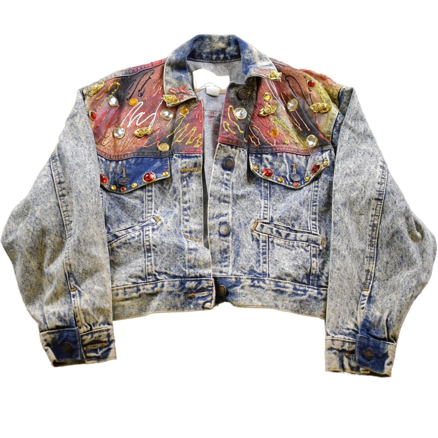 Vintage 1990s Gemstone Denim Jean Jacket Women's S from propervintagecanada