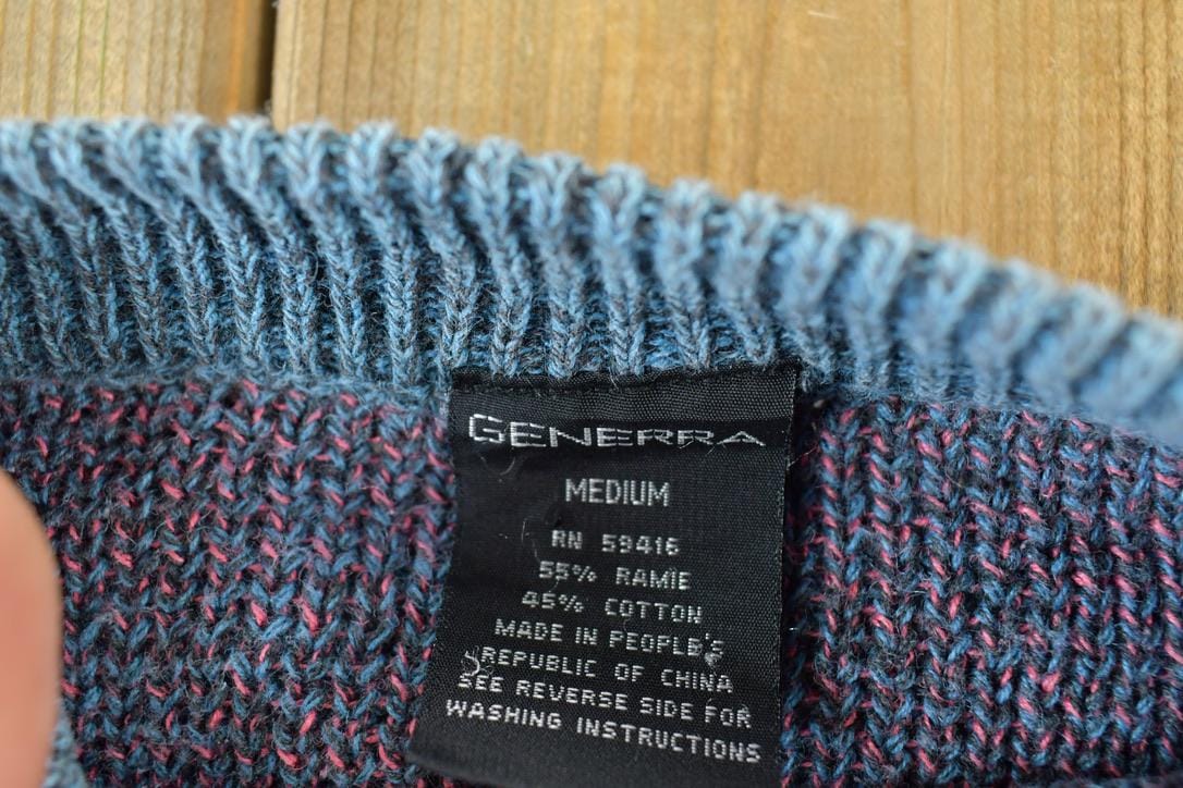 Vintage 1990s Generra Knit Abstract Pattern Crewneck Sweater Men's XL from propervintagecanada