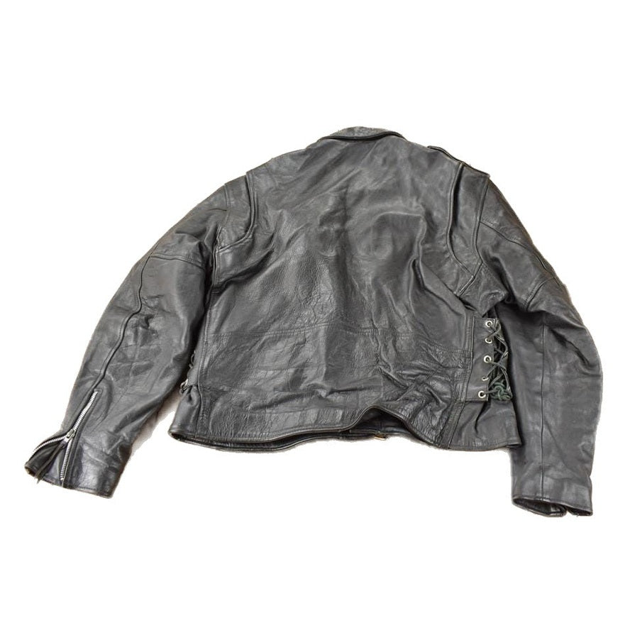 Vintage 1990s Genuine Leather Heavy Weight Biker Jacket Men's M from propervintagecanada