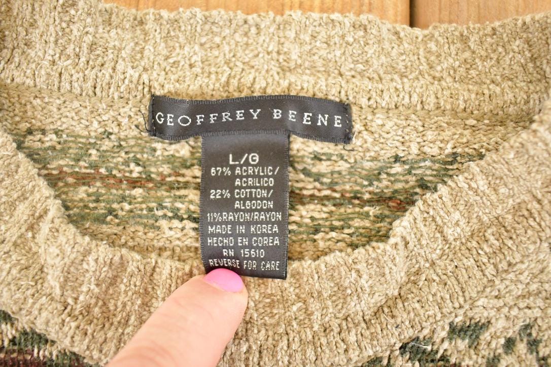 Vintage 1990s Geoffrey Beene Abstract Knit Sweater Men's L from propervintagecanada
