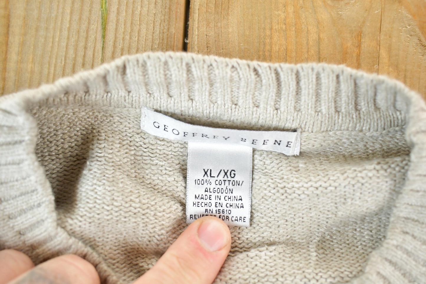 Vintage 1990s Geoffrey Beene Knit Crewneck Sweater Men's XL from propervintagecanada