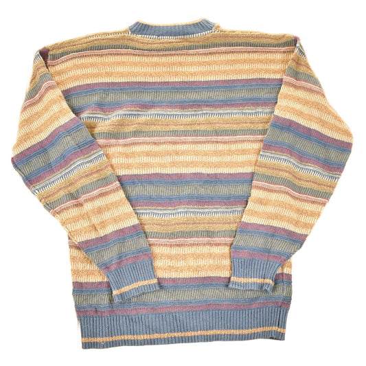 Vintage 1990s Geoffrey Beene Striped Knit Crewneck Sweater Mens M from propervintagecanada