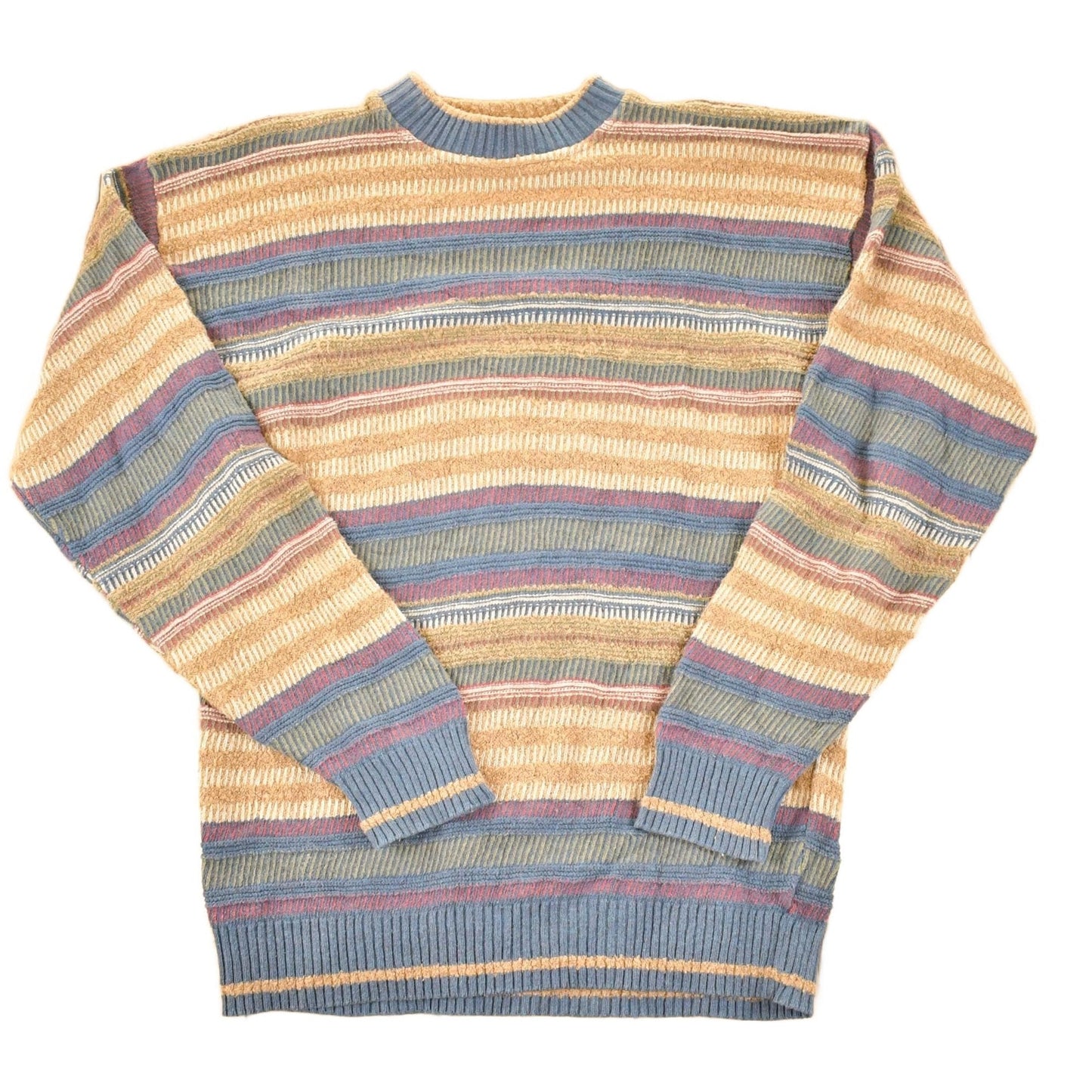 Vintage 1990s Geoffrey Beene Striped Knit Crewneck Sweater Mens M from propervintagecanada