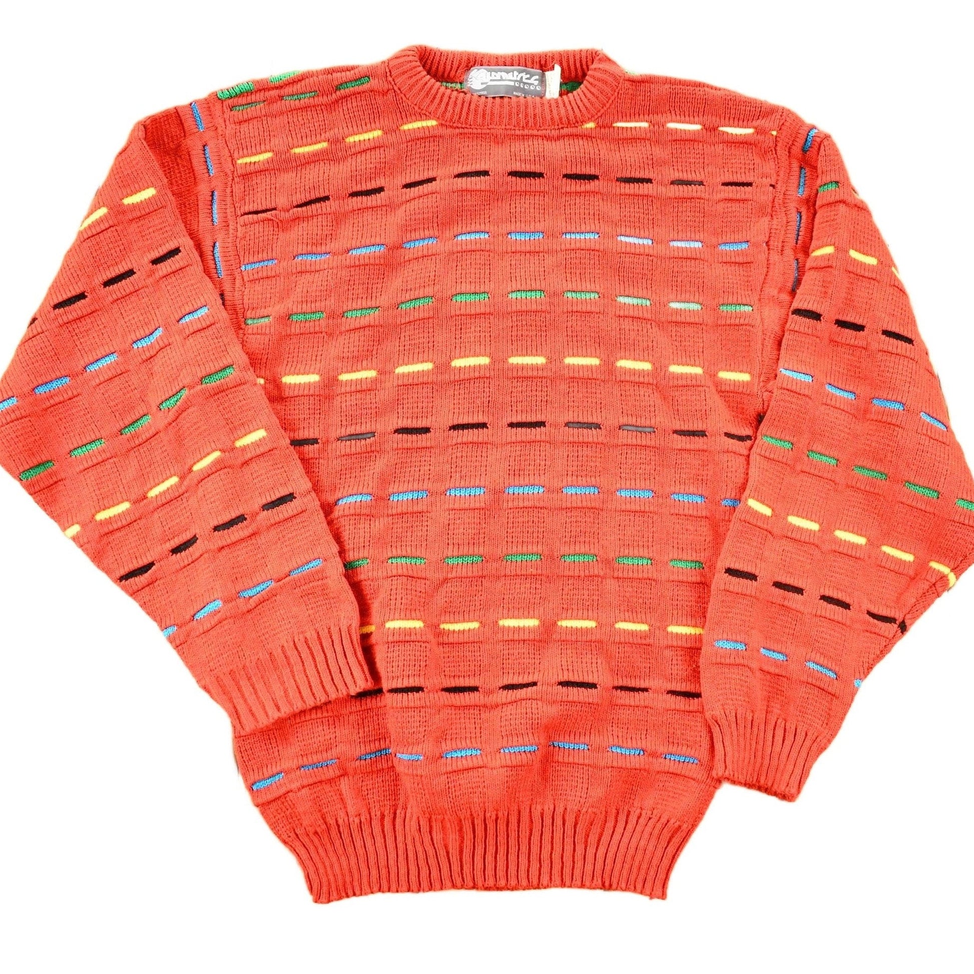 Vintage 1990s Geometric Knit Abstract Pattern Crewneck Sweater Mens S from propervintagecanada