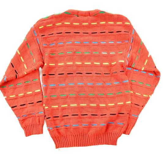 Vintage 1990s Geometric Knit Abstract Pattern Crewneck Sweater Mens S from propervintagecanada