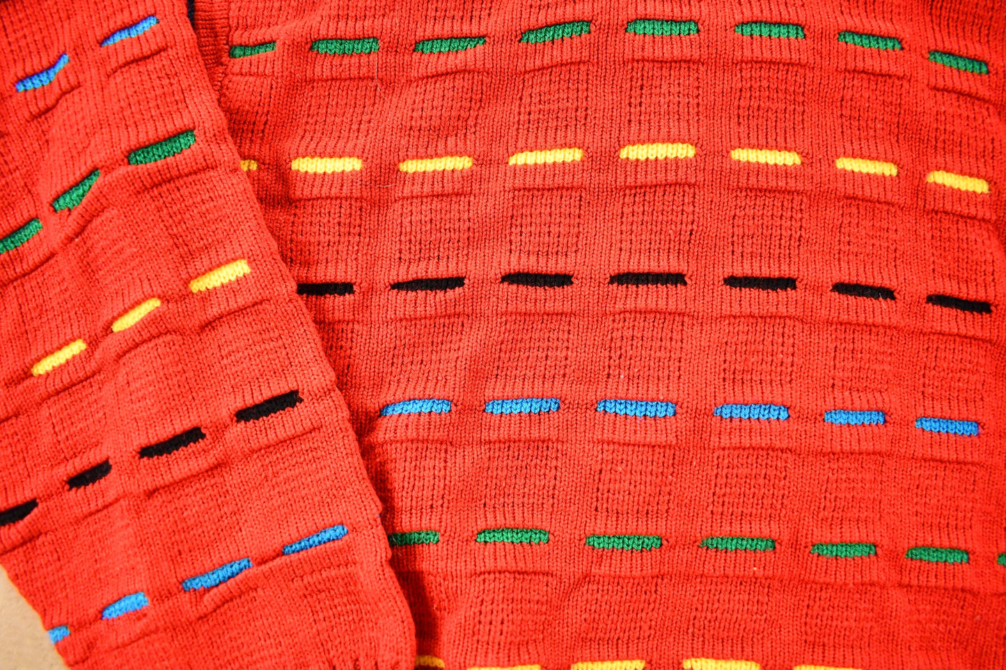 Vintage 1990s Geometric Knit Abstract Pattern Crewneck Sweater Mens S from propervintagecanada