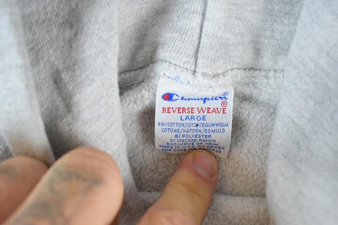 Vintage 1990s George Mason University Champion Reverse Weave Hooded Sweatshirt Mens S from propervintagecanada