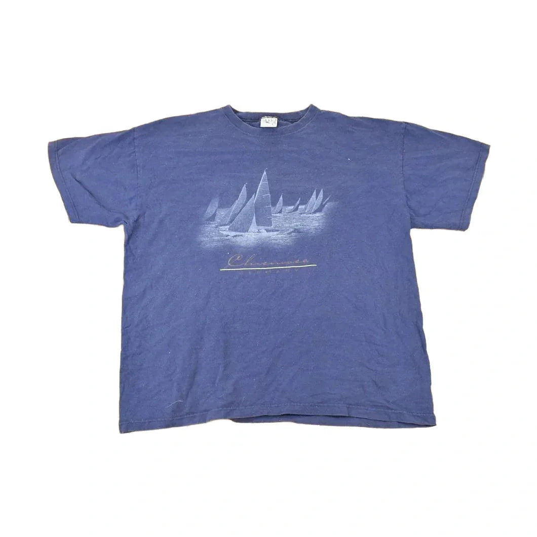 Vintage 1990s Germany Sailboats Souvenir Travel T-Shirt Men's XL / Destination Shirt / 90s Single Stitch Graphic Tee from propervintagecanada