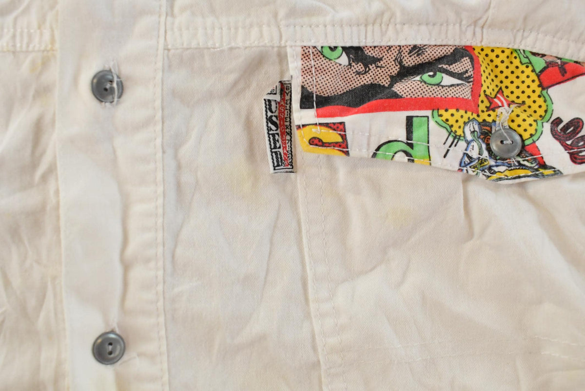 Vintage 1990s Get Used By Elie Pop Comic Art Button Up Shirt Men's L-XL from propervintagecanada
