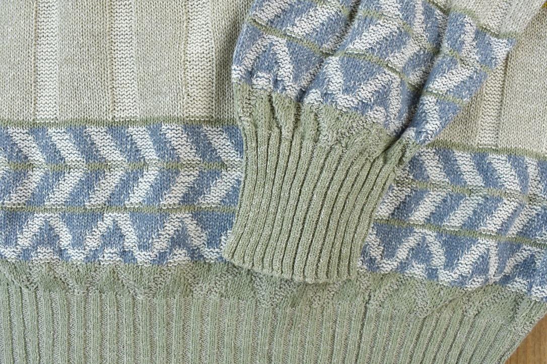 Vintage 1990s Gianangeli Quarter Button Cable Knit Crewneck Sweater Women's M from propervintagecanada