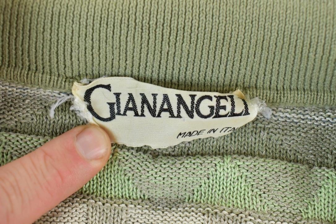 Vintage 1990s Gianangeli Quarter Button Cable Knit Crewneck Sweater Women's M from propervintagecanada