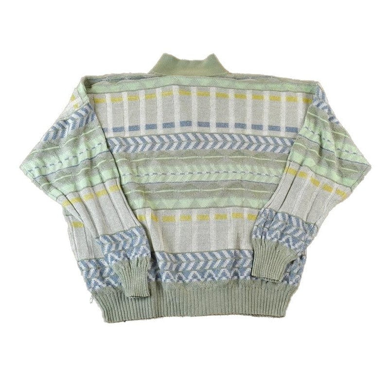 Vintage 1990s Gianangeli Quarter Button Cable Knit Crewneck Sweater Women's M from propervintagecanada