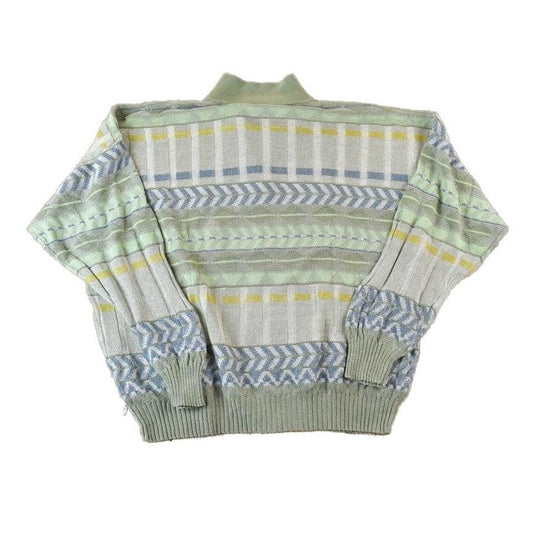 Vintage 1990s Gianangeli Quarter Button Cable Knit Crewneck Sweater Women's M from propervintagecanada