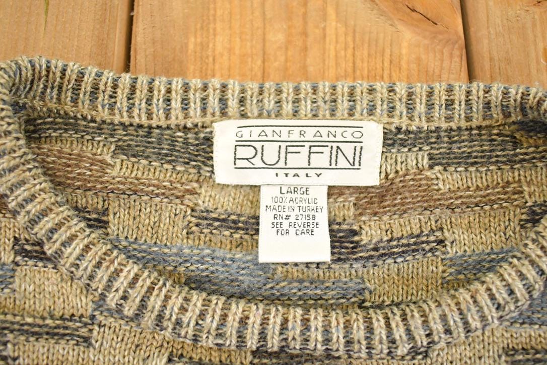 Vintage 1990s Gianfrance Ruffini Italy Knit Crewneck Sweater Men's L from propervintagecanada