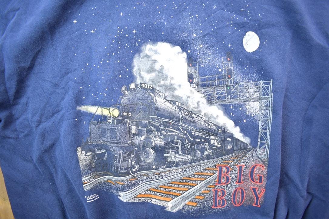 Vintage 1990s Gildan Big Boy Train Crewneck Sweatshirt Men's 2XL from propervintagecanada