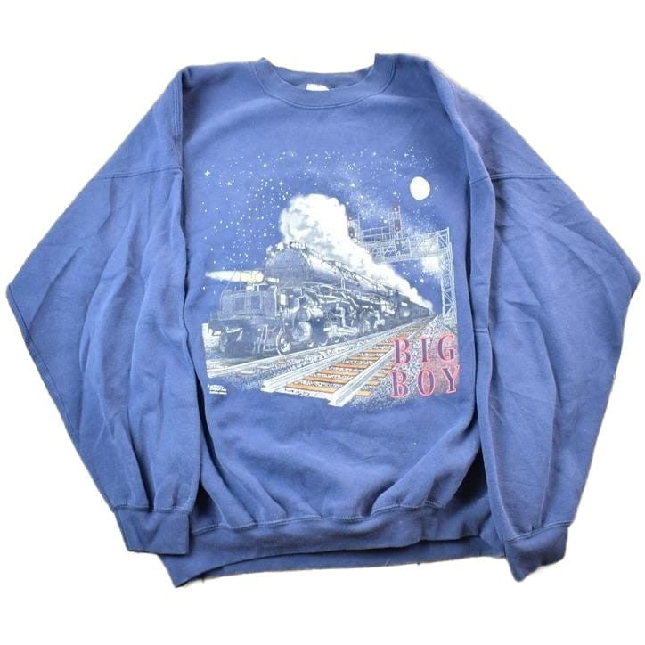 Vintage 1990s Gildan Big Boy Train Crewneck Sweatshirt Men's 2XL from propervintagecanada