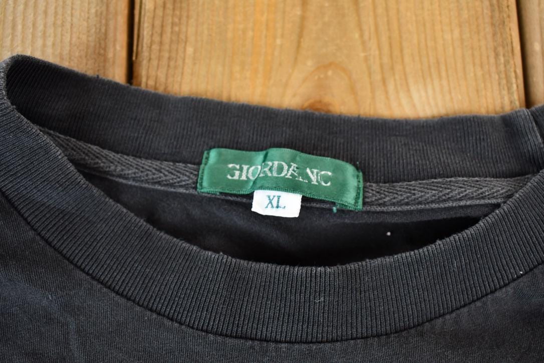 Vintage 1990s Giordano Classics Black Embroidered Logo T-Shirt Men's Large from propervintagecanada