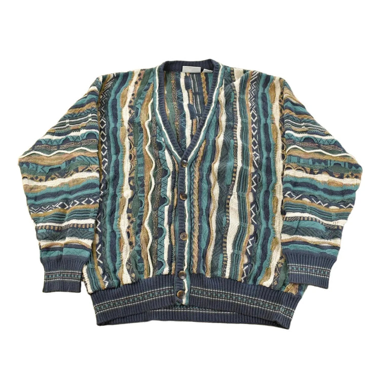 Vintage 1990s Giorgio di Firenze 3D Cable Knit Cardigan Sweater Men's L from propervintagecanada