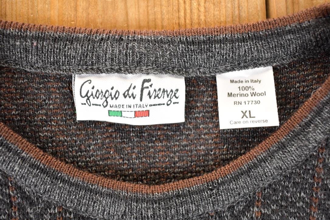Vintage 1990s Giorgio Di Firenze Wool Knit Crewneck Sweater Men's XL from propervintagecanada